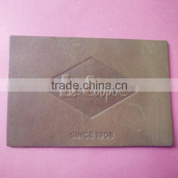 new style brown embossed leather patches for clothing