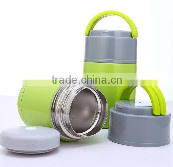 Double wall stainless steel vacuum lunch box with carry handle