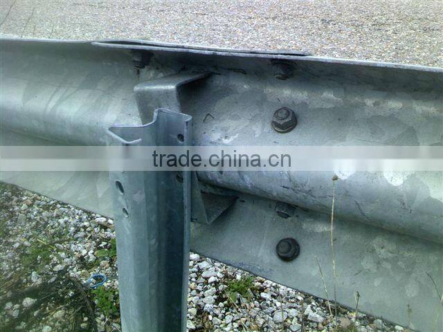 W beam steel highway guardrail
