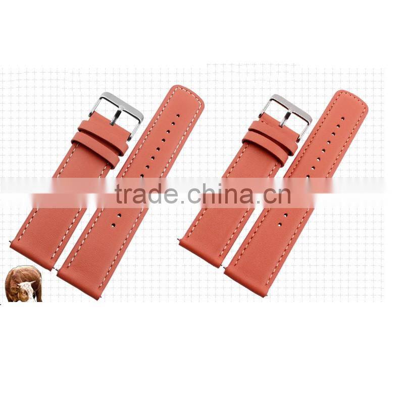 2015 New Style 22mm Black Orange Pink Leather watch strap wholesale 3pcs