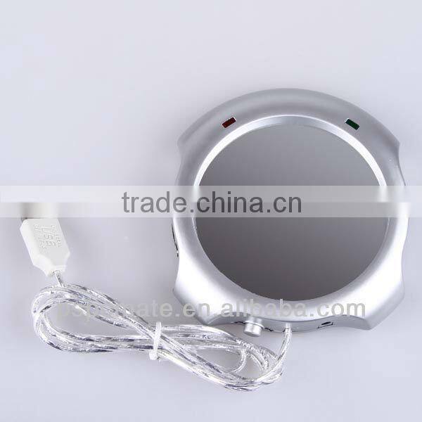 Silver 4 port 2.0 usb hub Cup warmer pad for desk electronic items