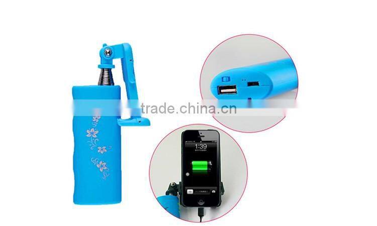 Multifunctional wireless Bluetooth monopod with power bank Bluetooth Selfie stick with charger