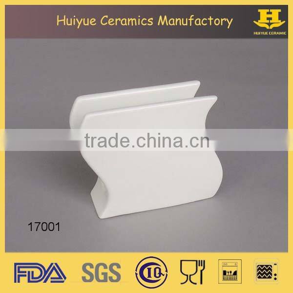 White ceramic napkin holder, holder for table napkin tissue