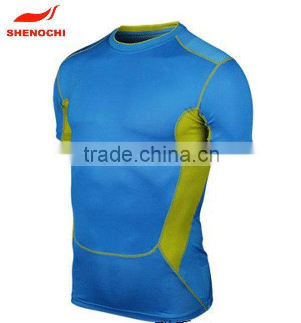2015 Custom Design Short Sleeves Sports Mens Skinny Wear