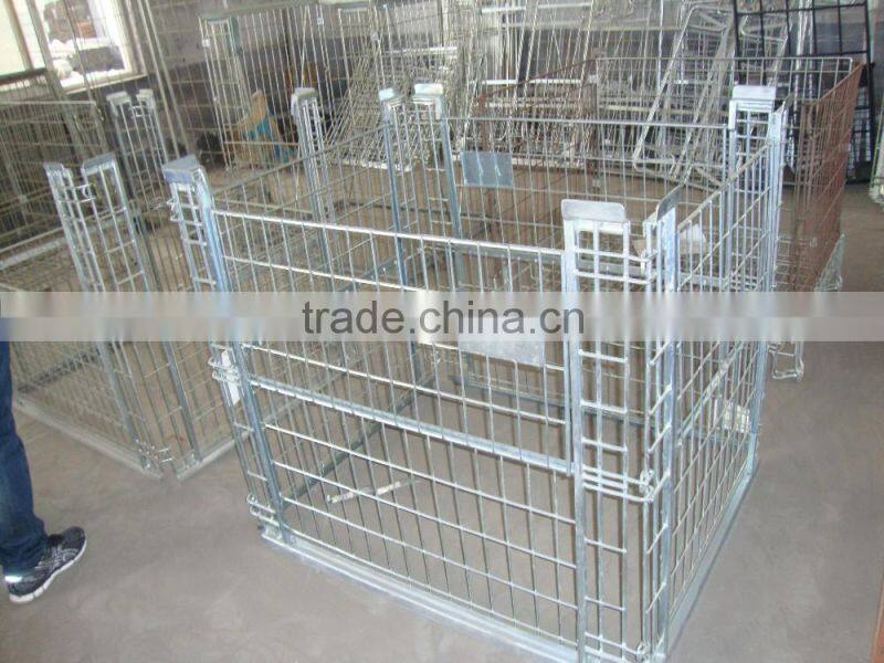 Cheap Galvanized Warehouse Stackable N Foldable Wire Mesh Metal Storage Cage