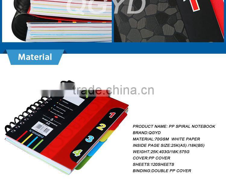 recycled PP material cover 5 subject notebook