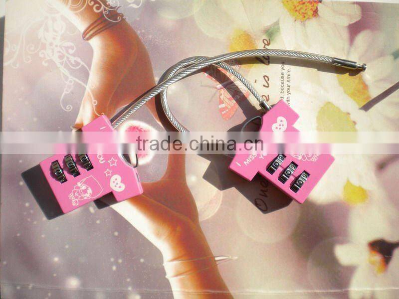 New 2014 hot sale 3 digital reset suitcase Cable combination lock