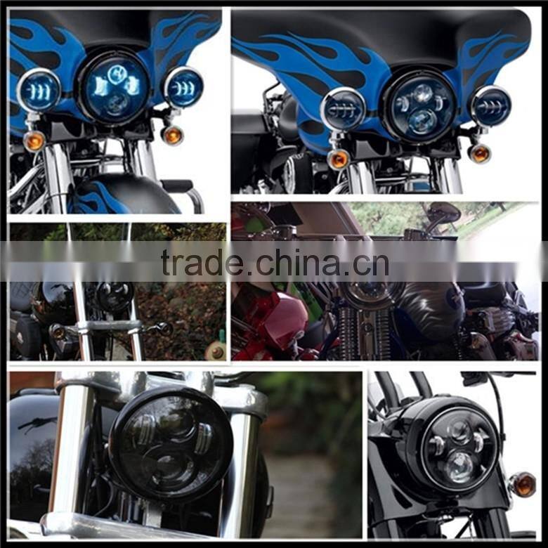 5.75 inch LED Headlight 5-3/4" 40W Headlamp DRL with Angel Eyes Daymaker Projector Auxiliary Lighting Kit for Harley Motorcycle