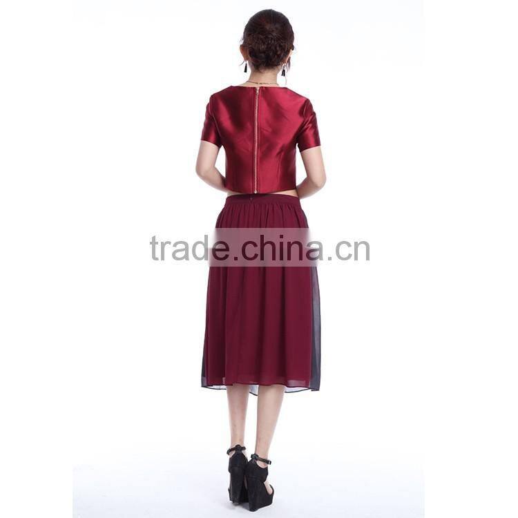 2016 new arrival A-line ladies formal red long skirt suit wholesale