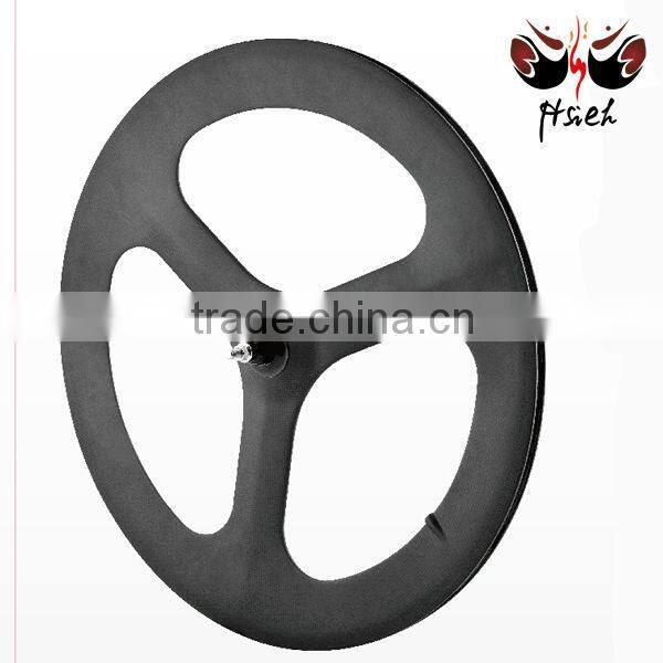 OEM tri spoke fibre carbon track bike wheelset clincher 700c/19mm