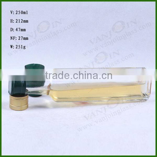 250ml Cheap Clear Square Glass Bottle For Olive Oil