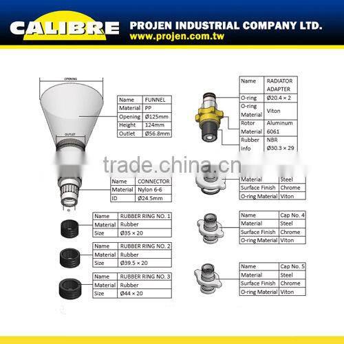 CALIBRE 8pc Coolant refilling funnel set coolant filling funnel set coolant refill tool