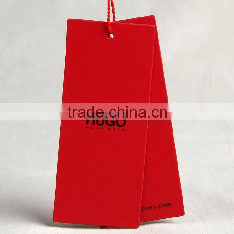 Coated Art Paper hang tag printed two sides with red color logo UV varnishing for girls