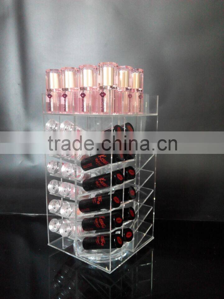 eye catching clear custom acrylic lipstick tower,acrylic lipstick organizer,acrylic spinning lipstick tower