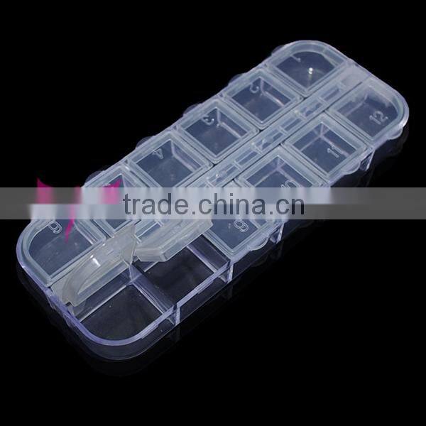 2015 Manicure nail jewellery box,hot Nail Art Rhinestone Box 12 Compartment
