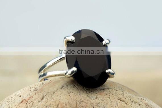 Black Onyx cabochon Gemstone Ring