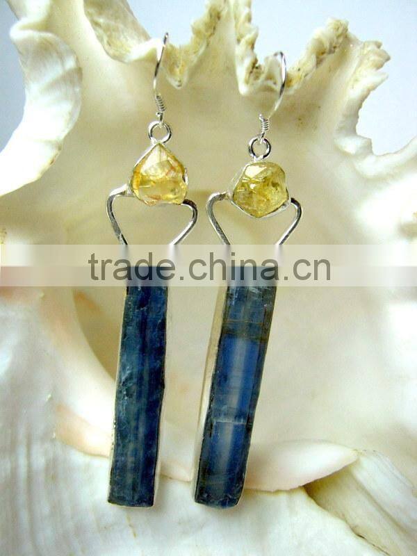 Multi Sapphire Tumble Natural Gemstones Earrings, 925 Solid Sterling Silver Earrings, Designer Facet Gemstone Dangle Earrings