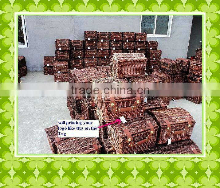 Hot sell and cheapest hand-weaven red wicker Christmas gift basket with handle