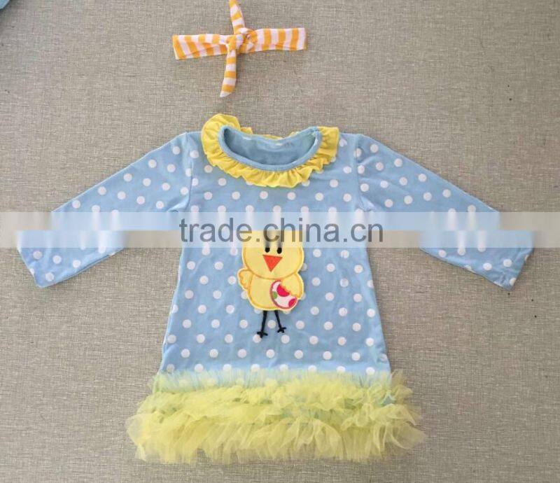 2016 newly made easter chick kids dress wholesale factory sale easter baby girls dresses