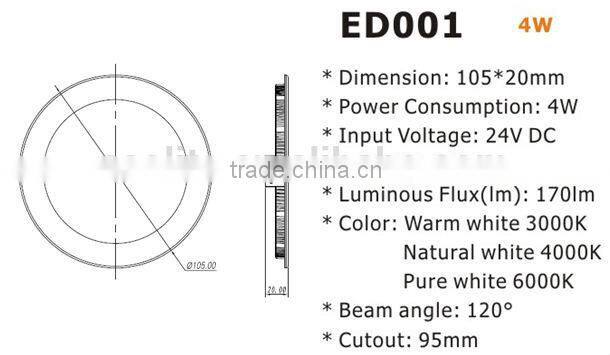 6W dimmable Ultra-thin led light downlight