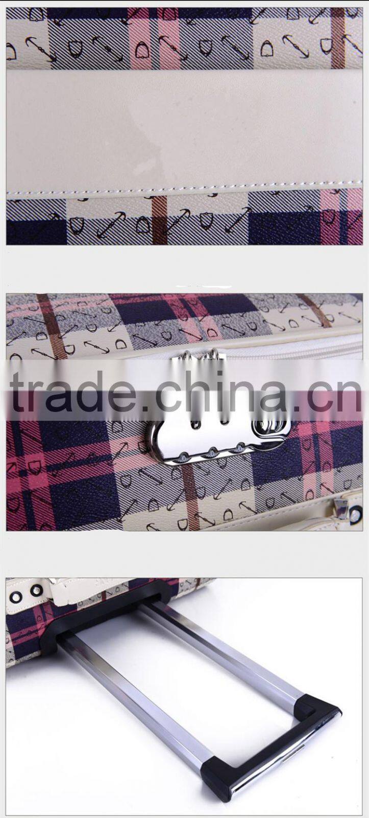 china new direction product wheel universal suitcase PU printing custom made luggage