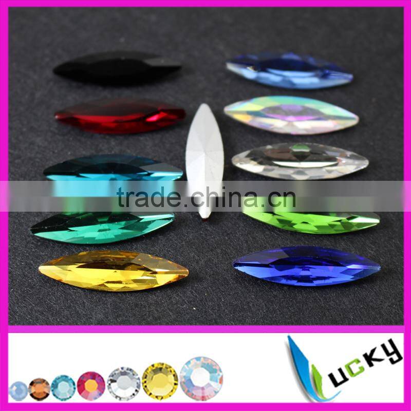 Top quality slim long horse eye all colors available 4x15mm crystal navette crystal rhinestones point back fancy shape