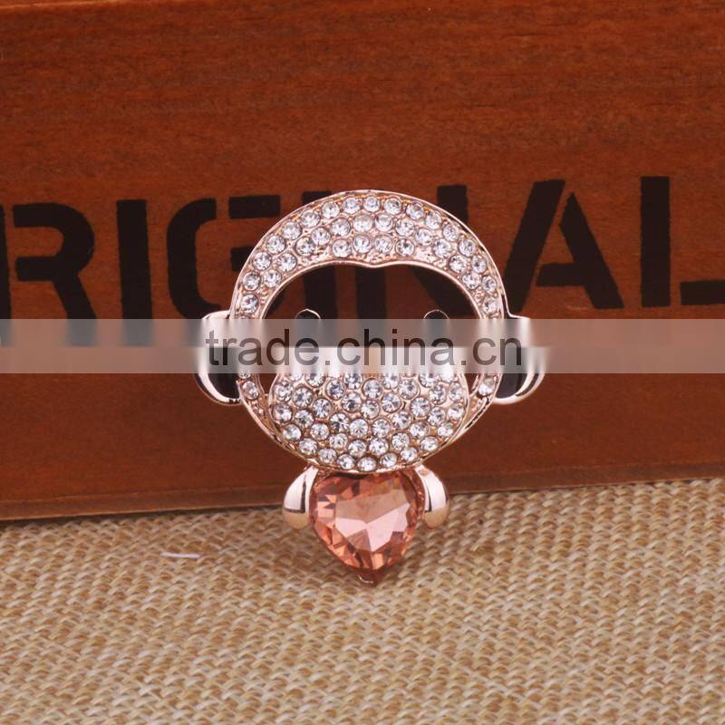 2016 pretty cute Crystal Animal Brooch rhinestone enamel animal brooch monkey brooch