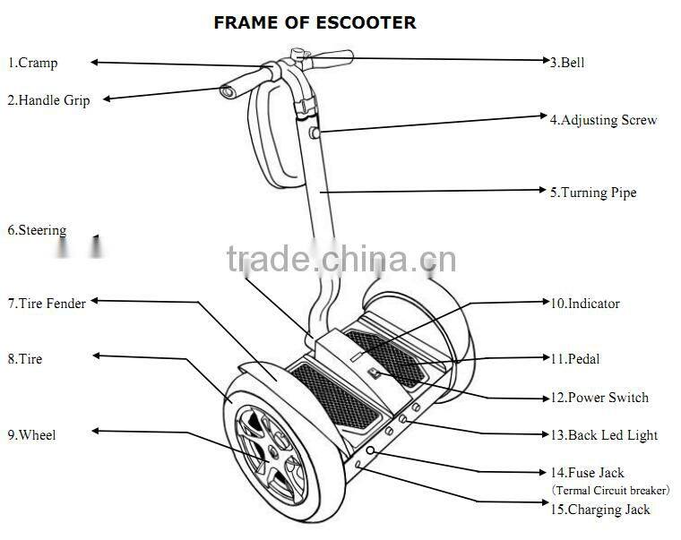 Electric self-balancing scooter 36V or 72V with CE Rohs FCC certification