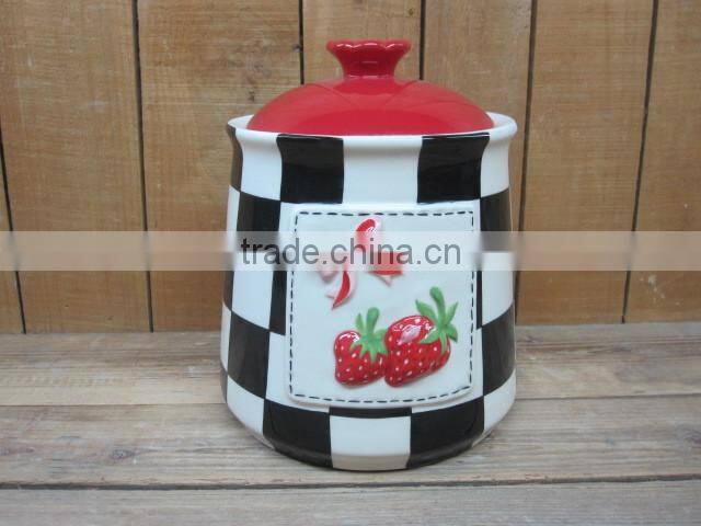 Newest Factory Direct Embossed Ceramic Food Storage Jar
