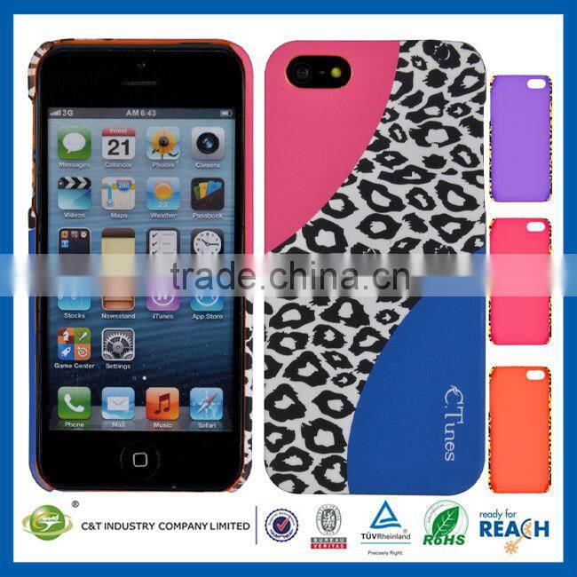C&T Black Leopard Printing Transparent Clear Back Hard Case for iphone5c