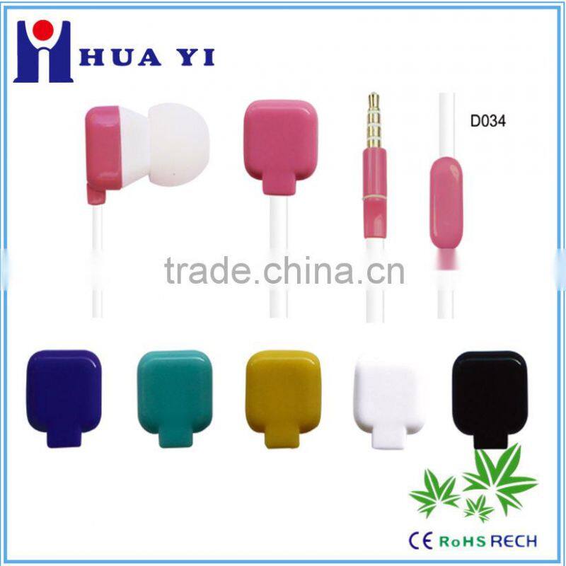 square earbud unique style fashional headphone earphone for music player from guangzhou electronic factory