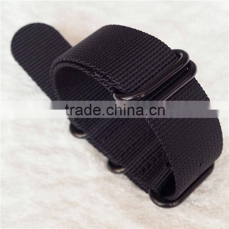 18 20 22 24mm 5 Rings PVD Black Zulu Watch Band