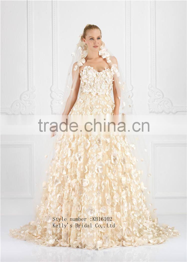 2016 Appliqued excellent A-line style Organza fabric off shoulder sleeveless evening dress/ prom dress