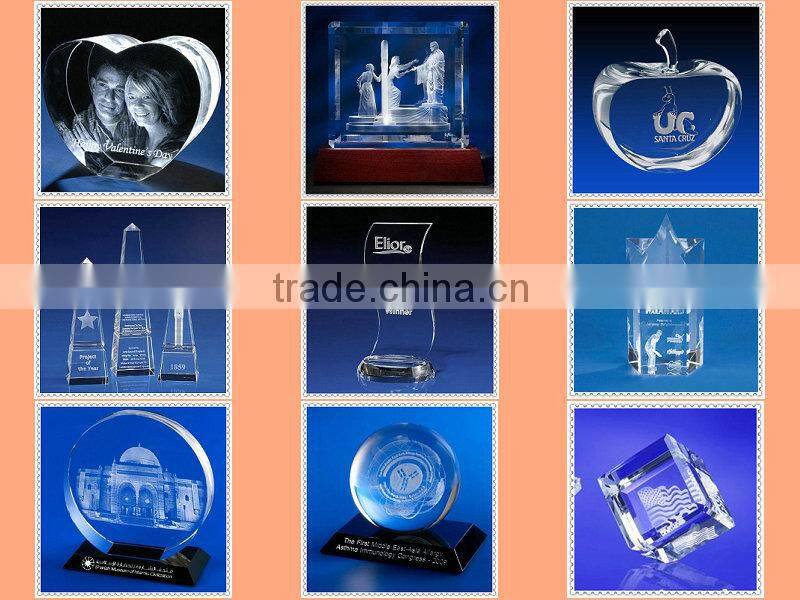 3d Laser Engraved Dome Top Crystal Block For Loyal Gifts