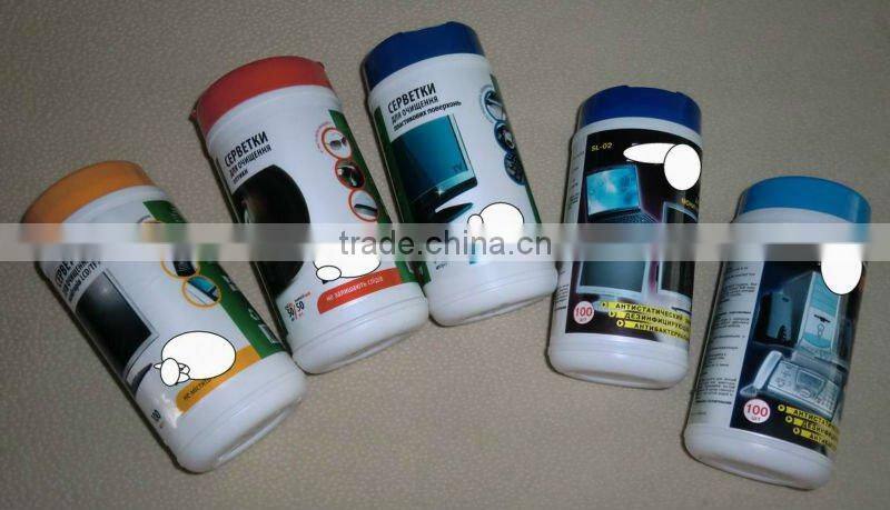 LCD cleaner, screen wet wipe cleaner, in tube canister pack