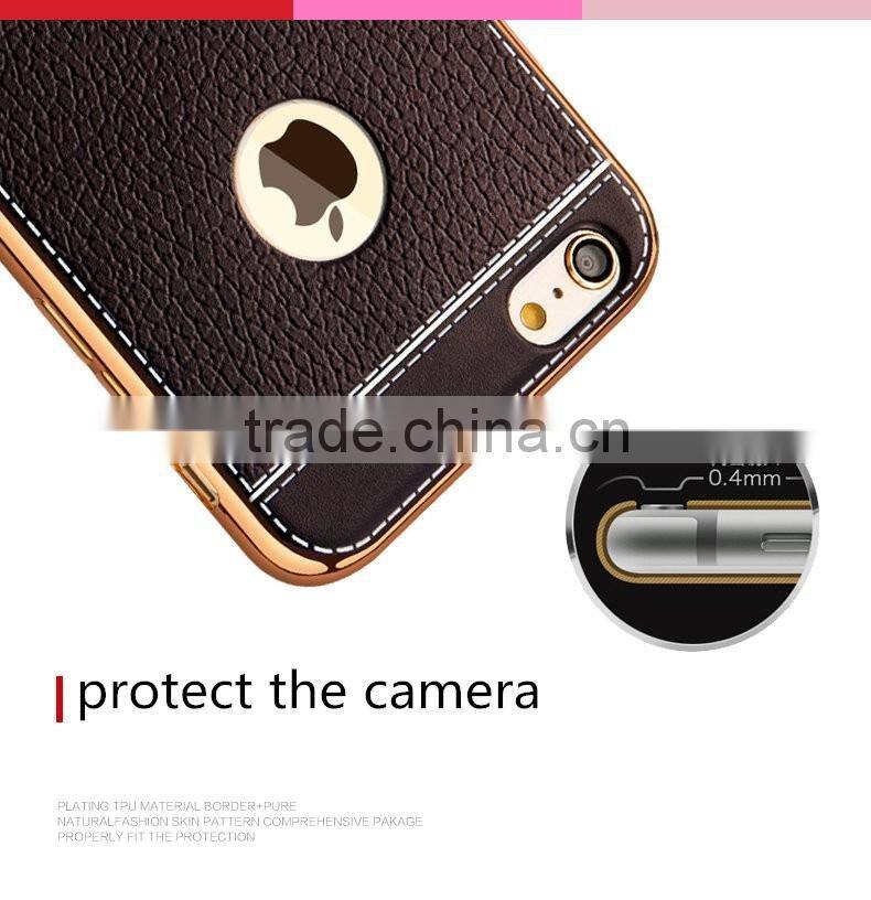 Litchi Grain Luxury Plating TPU Cover Case for iPhone 7 7 Plus Soft Silicone Plating Bumper Case for iPhone 7 7 Plus