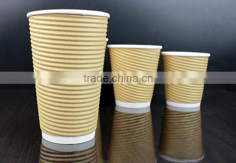 brown kraft ripple paper cup,8/12/14/16oz ripple paper coffee/tea/milk/hot drink cup