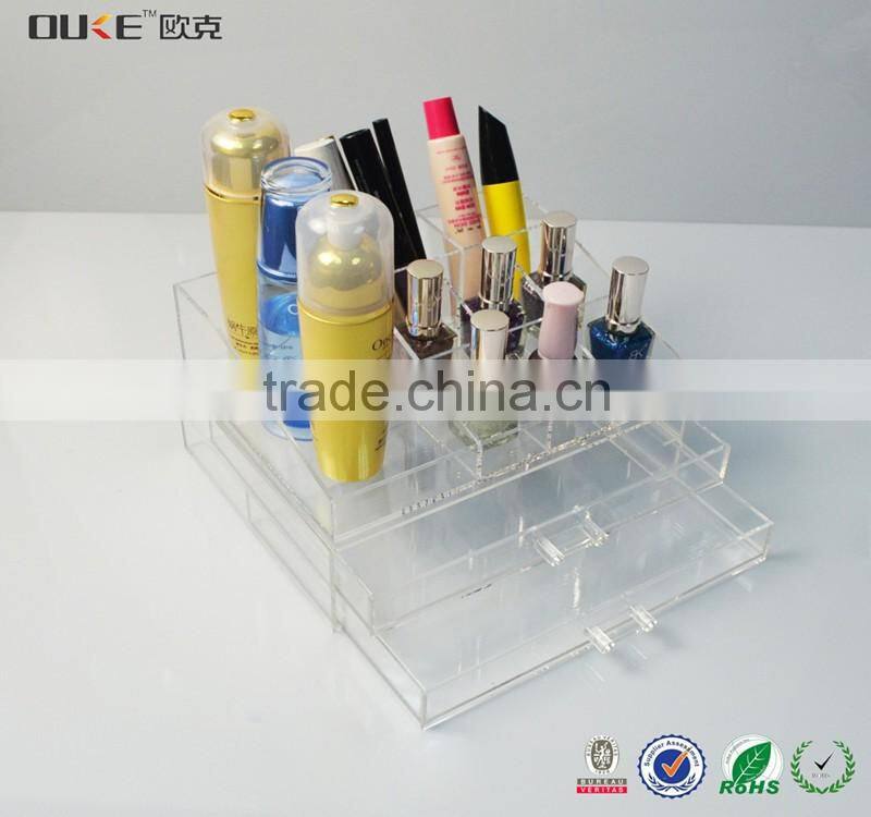 Hot selling wholesale clear acrylic makeup organizer with drawer