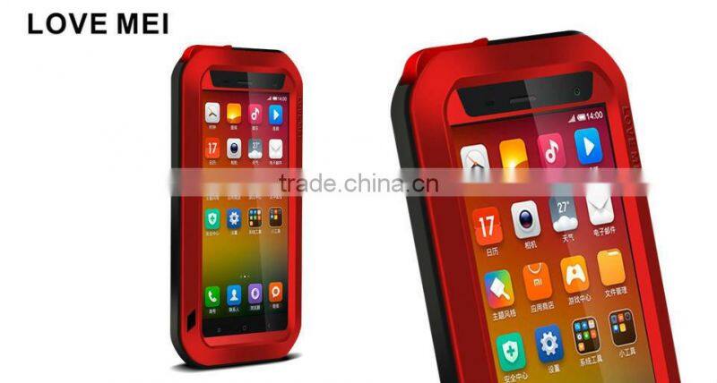 love mei aluminum waterproof case for xiaomi 4 LOVE MEI Case Metal Gorilla Glass Cover case for xiaomi 4 love mei