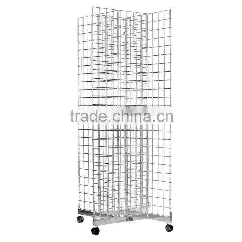 High quality Chrome Four Way Gridwall Mesh Stand