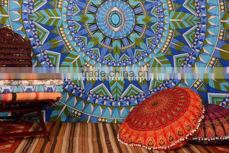 Tribal Mandala Queen Size Ombre Bohemiean Wall Art Hippie Cotton Curtain