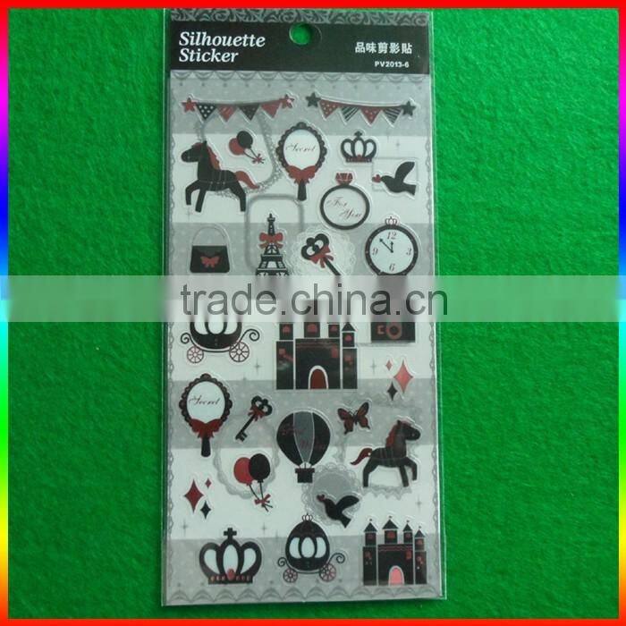 English words PVC cartoon stickers for little boys and girls