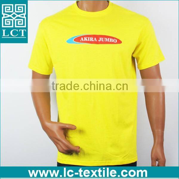 custom print short sleeve 100% plain cotton yellow brand t-shirt