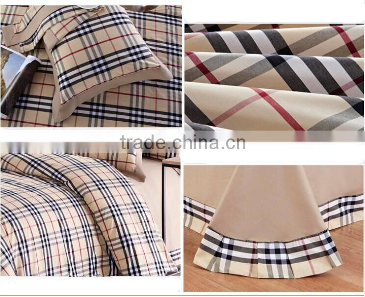 Hot sale cotton yarn dyed mercerized checked bed sheet , quilt , bedding sets