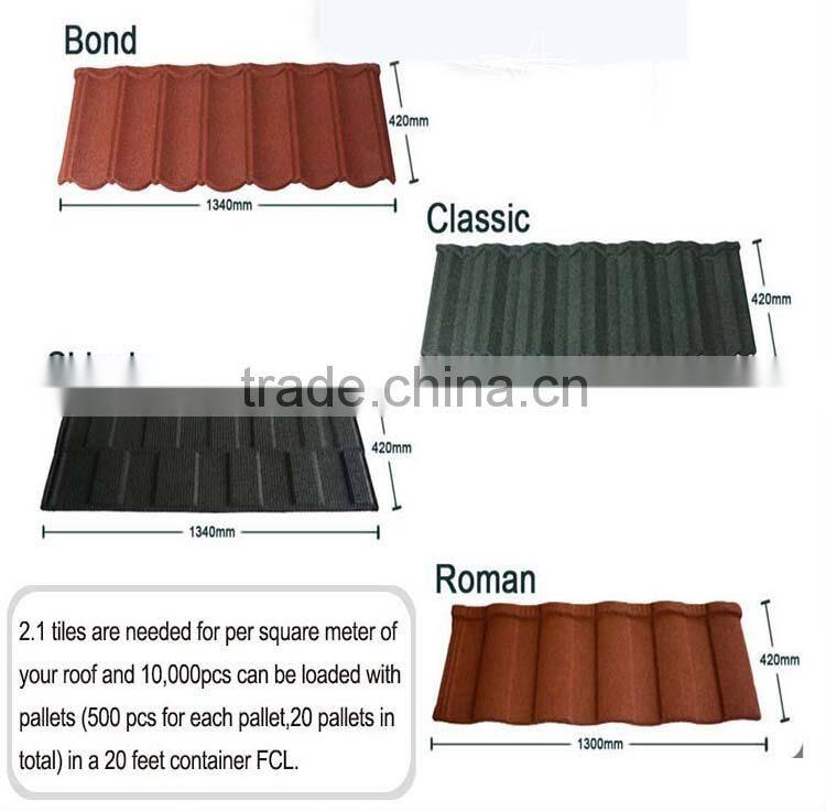 2016 Trade assurance Donyue stone coated aluminum metal roof tile price , shingle roof tile