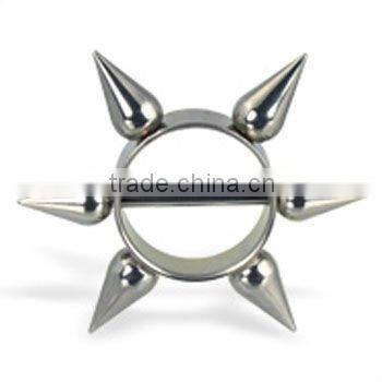 Nipple ring with dangling dolphin, 12 ga,body piercing nipple ring jewelry