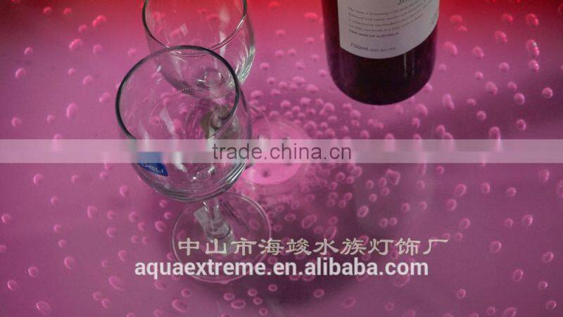 Beautiful battery driver Round Bar Table ,Fantastic LED light and water Bubble moving table