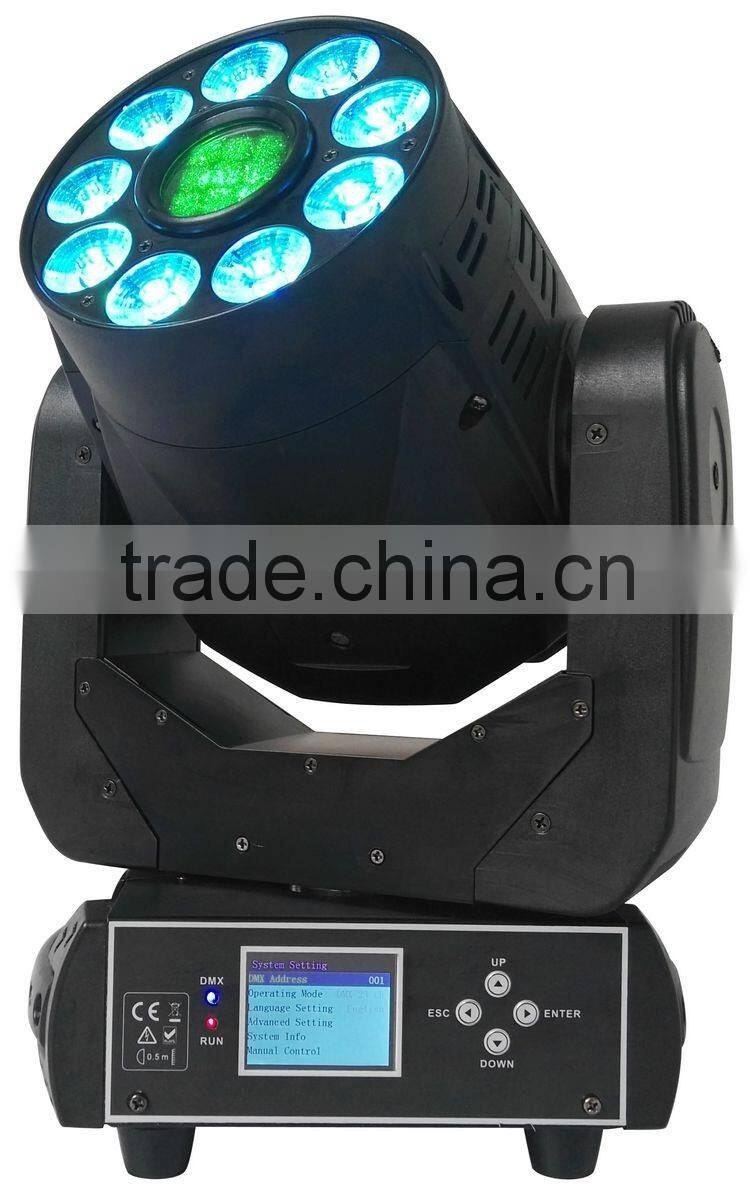 3-facet Prism Pro Wedding Stage DJ Light 9pcs 18W RGBWA+UV 6IN1 Wash Spot Combine 75W LED Moving Head