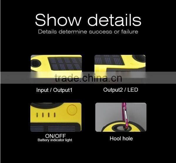 2016 Hotsale Waterproof Solar Power Bank 5000mAh, Portable Solar Charger