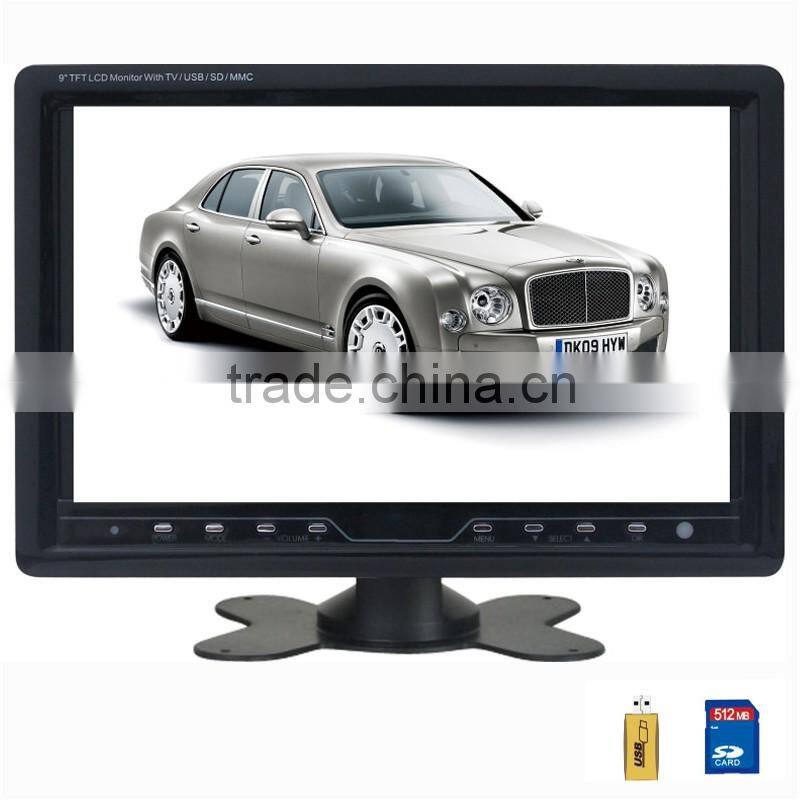 Hot Sale! 9 Inch Color TFT LCD 2 Video Input Car TV Monitor